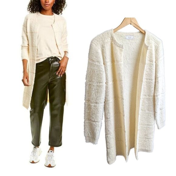 SAGE THE LABEL Ivory Fluff Long Sleeve Oversized Open Cardigan Size S - Picture 1 of 7